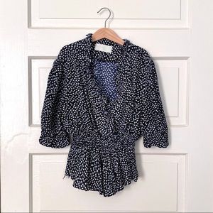 Shop Peche navy floral blouse